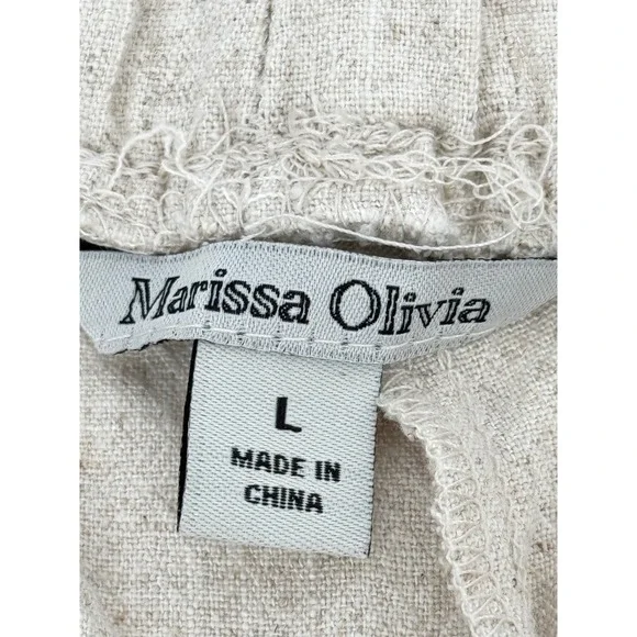 Marissa Olivia Oatmeal Linen Blend Crochet Lace Trim Tassel Shorts Sz L NEW - Picture 9 of 13